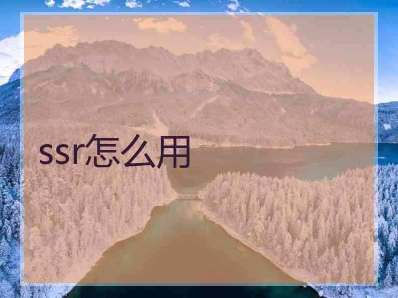 ssr怎么用