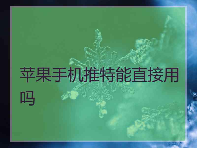 苹果手机推特能直接用吗